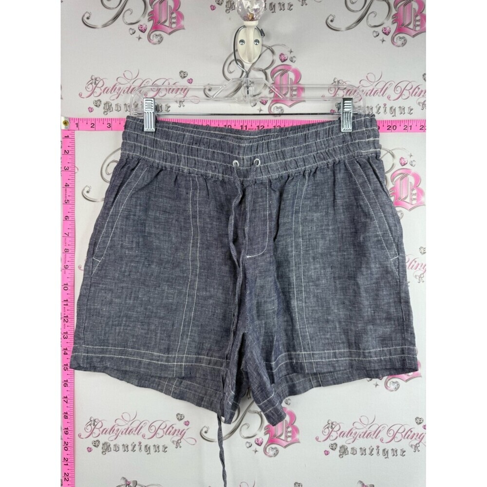 Lord & Taylor High-Waist Drawstring Shorts Gray with drawstring waist, casual